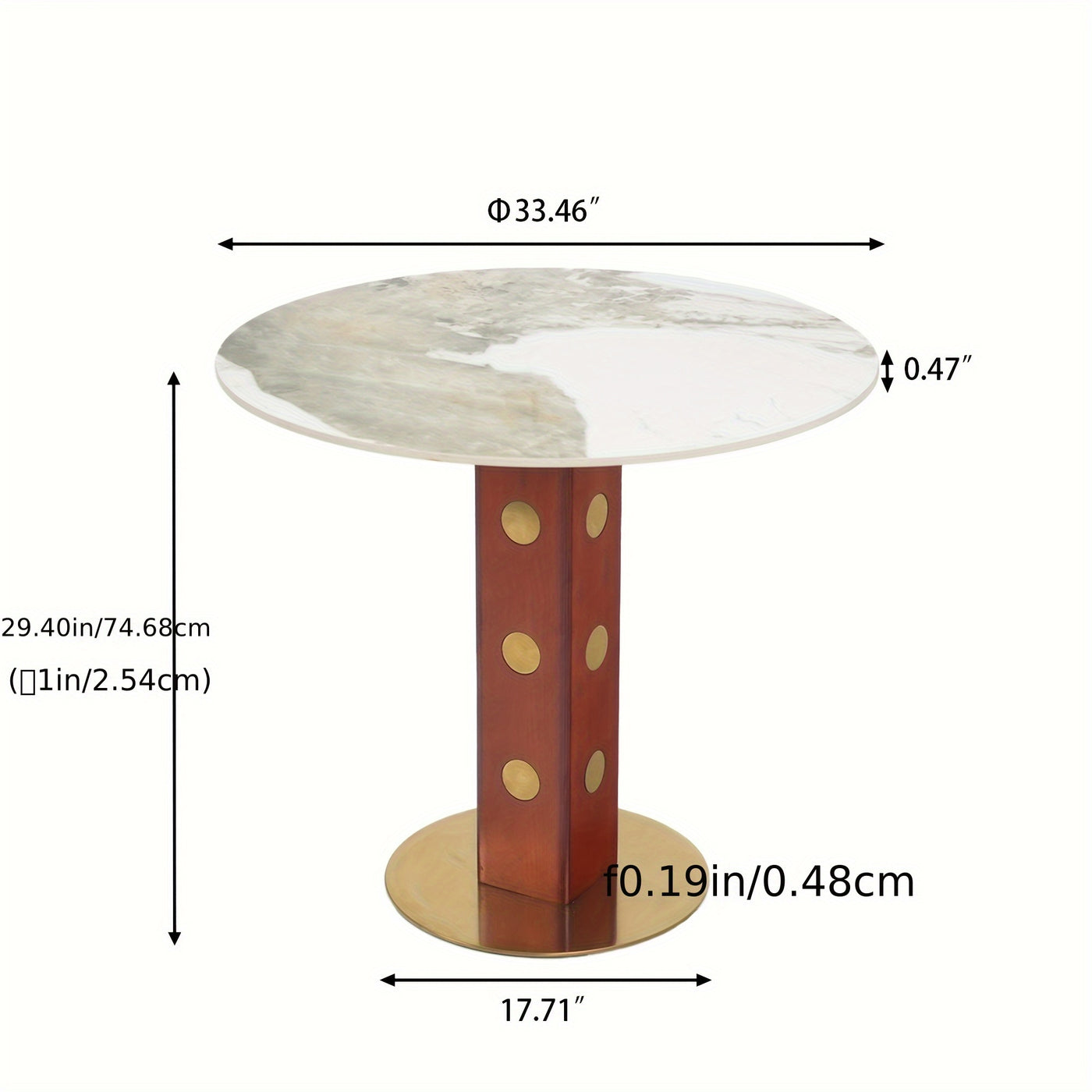 33.5" Round & Square Dining Table for 2-4 People(Only Table, Chair Not Included), Marble Meeting Room Table Multipurpose Conference Table with Soild Wood Base for Office