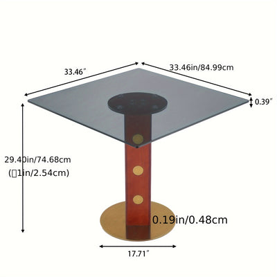 33.5" Round & Square Dining Table for 2-4 People(Only Table, Chair Not Included), Marble Meeting Room Table Multipurpose Conference Table with Soild Wood Base for Office
