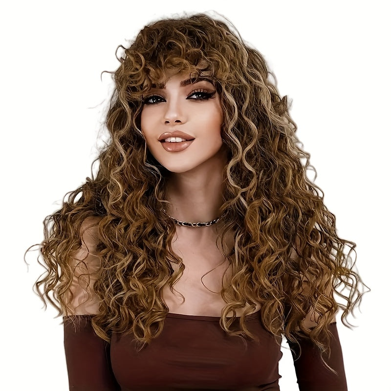 24 Inch Afro Kinky Curly Hair Wigs With Bangs