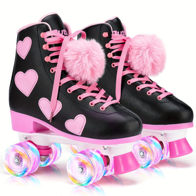 Classic Roller Skates For Women And Girl, High-top PU Leather Roller Skates With Light Up Wheels, The Best Halloween Gift For Roller Skating Beginners