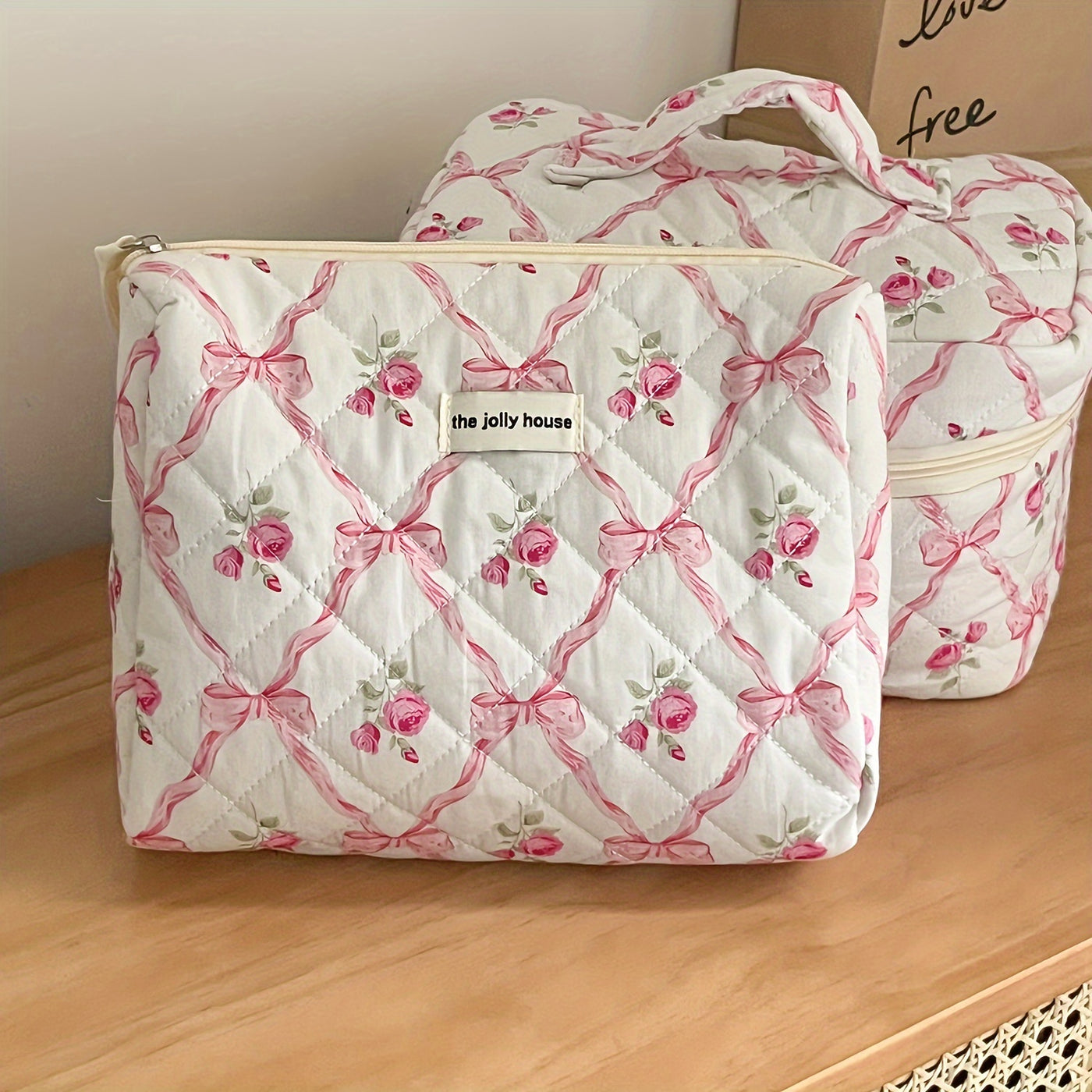 Portable High-Quality Makeup Bag - Korean-Style Bowknot Flower Design - Large Capacity for Toiletries, Perfect for Travel
