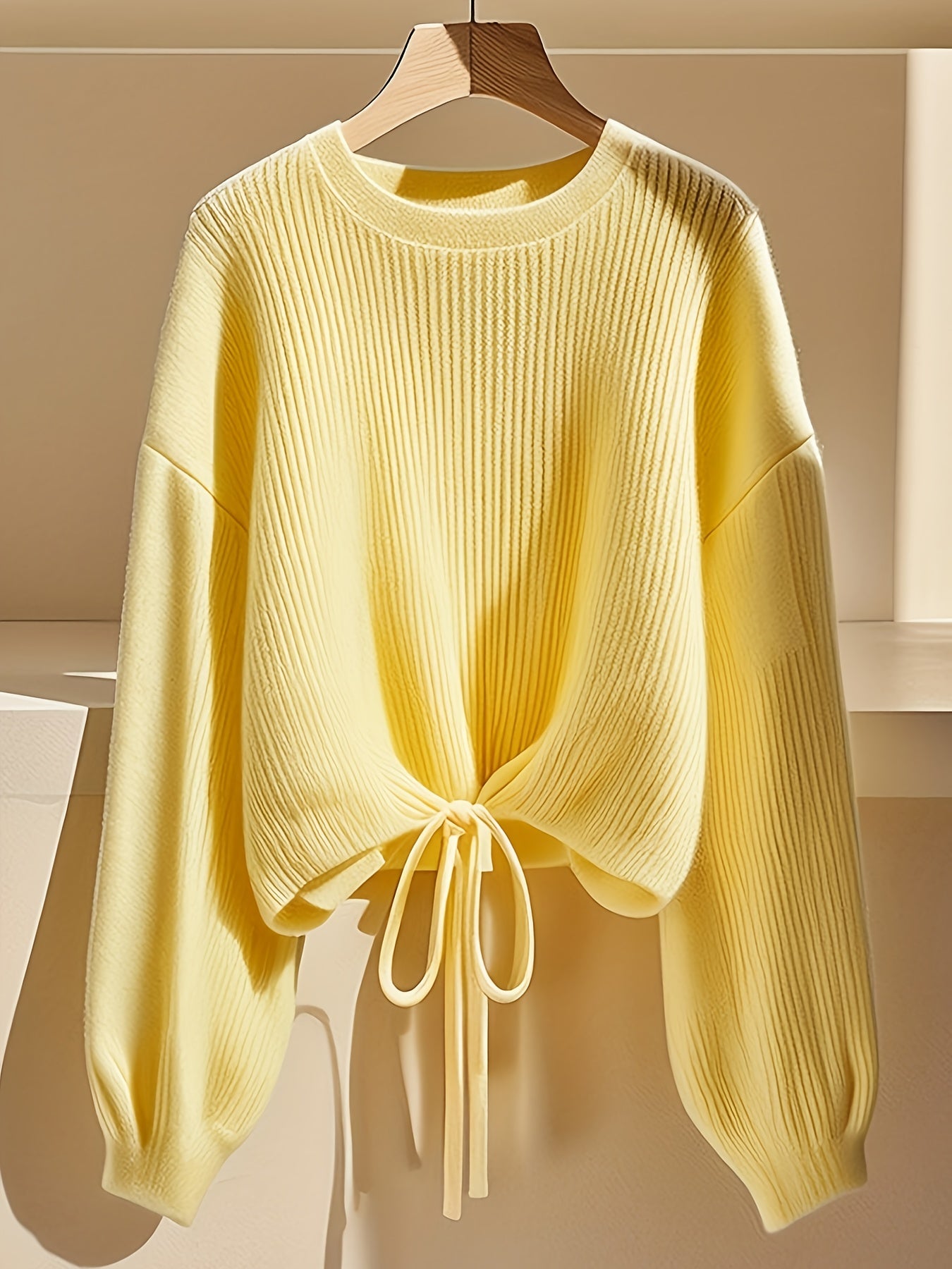 Fashion Lace Up Pullover Long Sleeve Women's Tops Hot Soft Long Sleeve Women's Sweater Daily Casual Commuting Warm Autumn Winter Clothing Premium Quality Women's clothing with fabric construction
