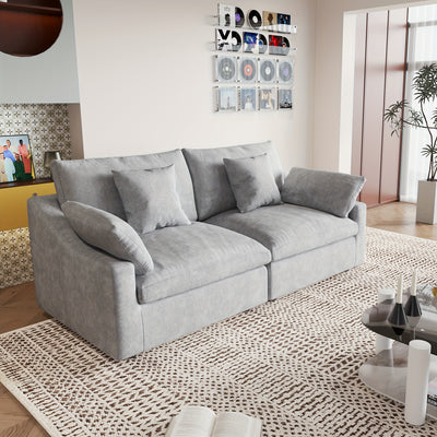 Modern Black Linen Sectional Sofa with Adjustable Backrest Pillows & Slope Armrests - 83-Inch Compact L-Shaped 2-Seater, Plush Cushions, Breathable Fabric, Frame - Ideal for Small Spaces, Apartments, Living Rooms - Sofa Bed C