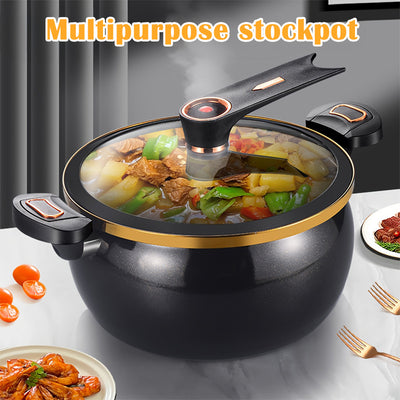 An 8 Liter (2.11 Gallon) Large Capacity Soup Pot, Enamel Large Capacity Soup Pot, Korean Deep Soup Pot, Noodle Pot, Suitable for Quick Cooking And Stewing, Multi-function Kitchen Stew Pot, Suitable for Gas And Induction Cooke