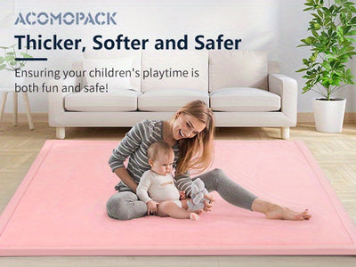1pc Japanese Tatami Mat, Coral Velvet Mellow Mat, Baby Play Mat For Floor, 1.2 Inch Thick Crawling Rugs, Padded Foam Area Mat For Kids Playroom, Playpen, Nursery, Living Room, Yoga Mat, Non-Slip Backing