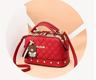 2025 Korean Fashion Women's Crossbody & Tote Bag - Detachable Shoulder Strap, Zipper Closure,, 5 Colors (Khaki/White/Red/Blue/Black)