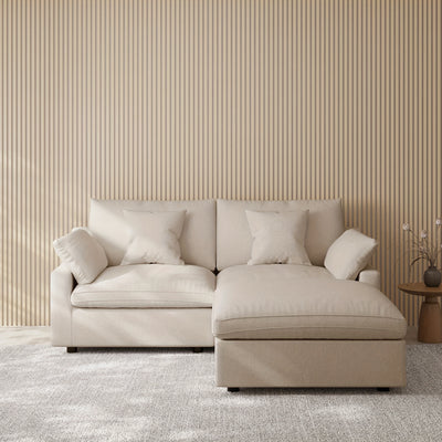 Sky Cloud Slope Sectional Sofa, Cozy Comfort 83-Inch Linen L-Shaped Sectional 2 Seater with Ottoman, Living Room Sofa, Sofa Sectional for Living Room, Couch for Bedroom, Foldable Sofa, Comfy Couch, Bedroom Seating, Lounge Fur