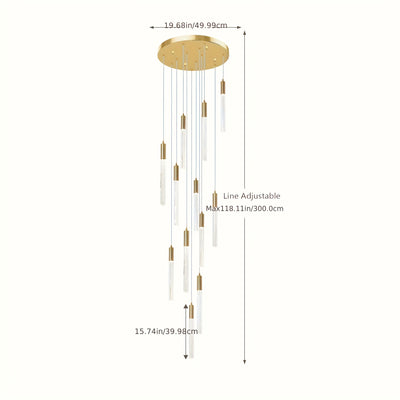 Modern Chandelier, 118" Long LED Crystal Chandeliers, Flush Mount Ceilings Pendant Light Fixtures, Staircase Chandeliers For High Ceilings, Farmhouse For Foyer