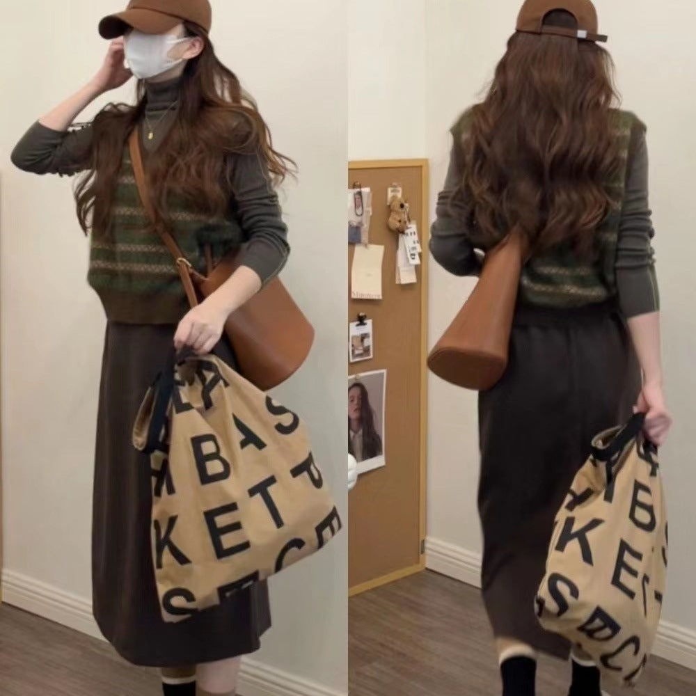 Knitted Vest Women's Outer Wear Retro V-neck Sweater