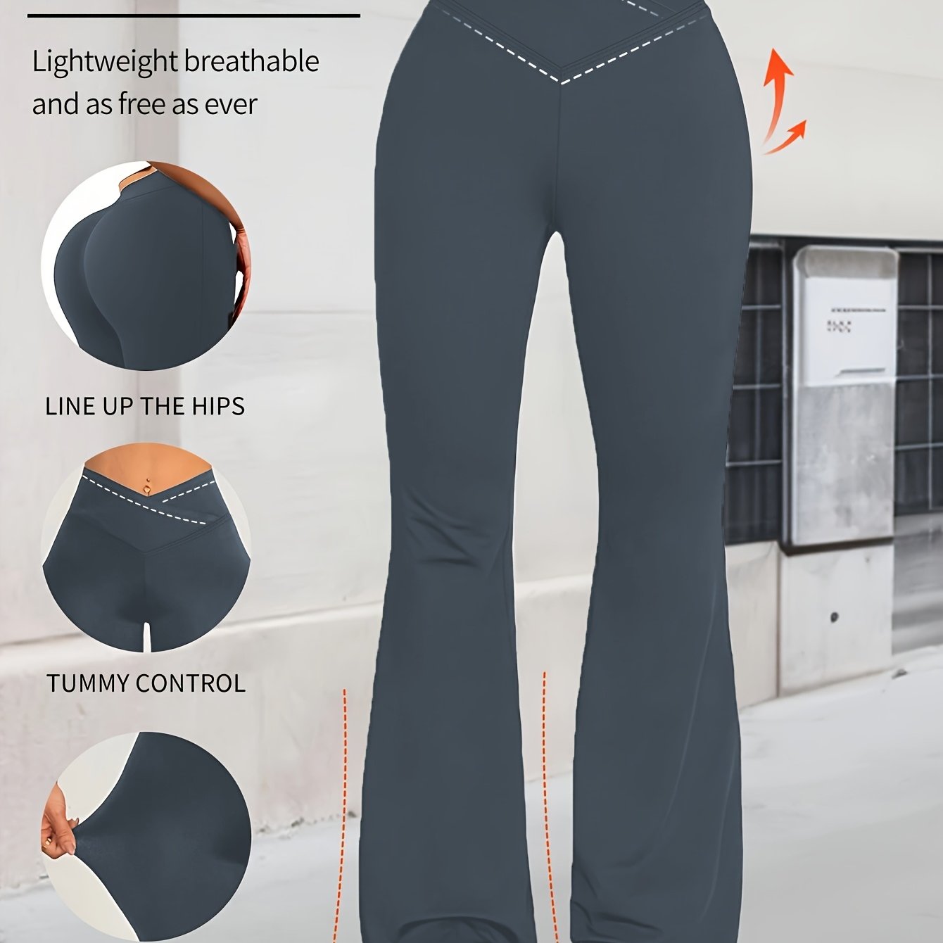 Women'S High-Waisted Flared Leggings - Retro Cross-Waist Yoga Pants, 4-Way Stretch Breathable Workout Leggings with Hip-Lifting Design & Tummy Control, Lightweight for Running, Gym, Casual Wear (Spring/Summer/Fall), Workout L