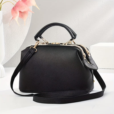 2025 Korean Fashion Women's Crossbody & Tote Bag - Detachable Shoulder Strap, Zipper Closure,, 5 Colors (Khaki/White/Red/Blue/Black)