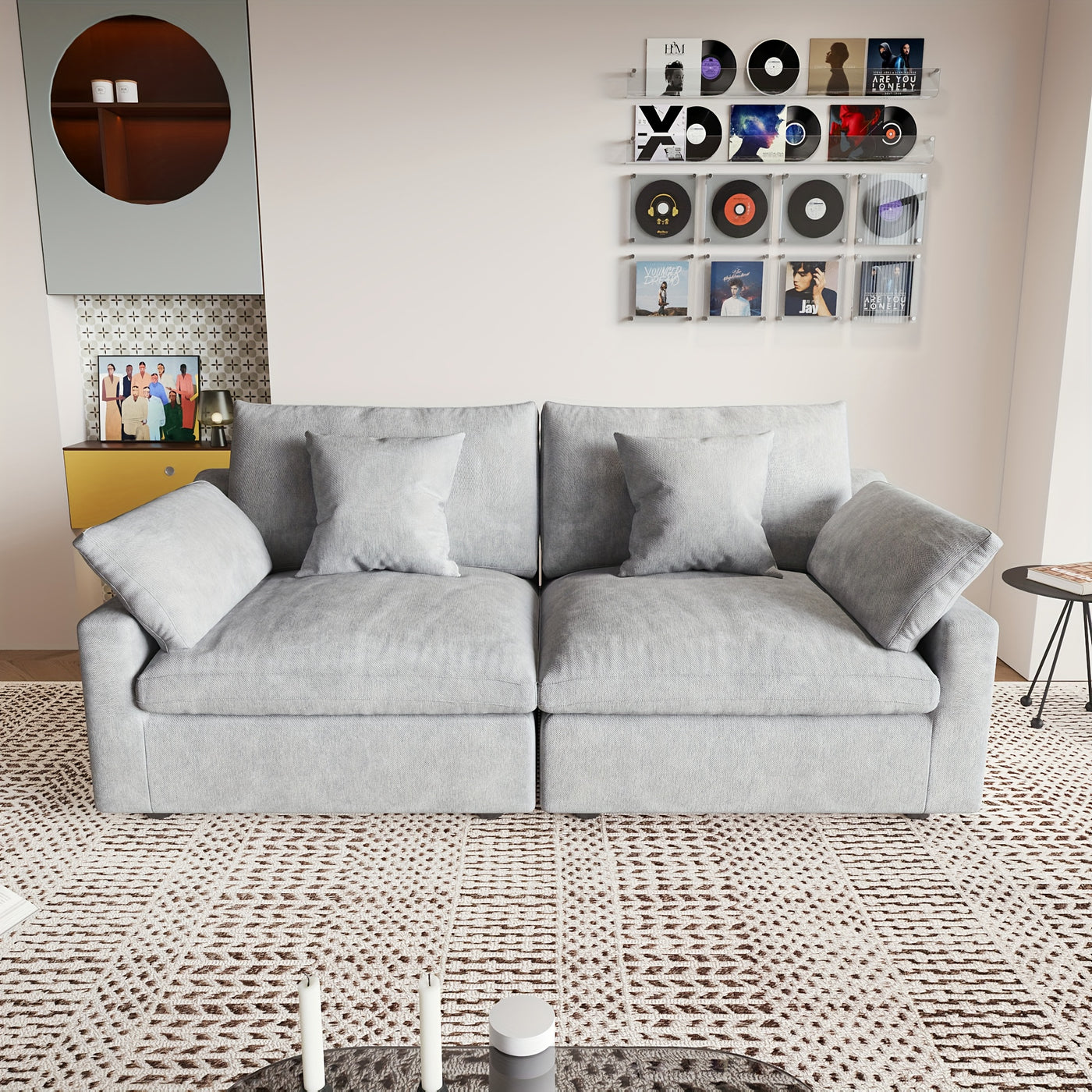 Modern Black Linen Sectional Sofa with Adjustable Backrest Pillows & Slope Armrests - 83-Inch Compact L-Shaped 2-Seater, Plush Cushions, Breathable Fabric, Frame - Ideal for Small Spaces, Apartments, Living Rooms - Sofa Bed C