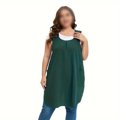 1pc Apron, Korean Retro Countryside Apron, Double Shoulder Strapless Women's Apron With Two Pockets, Great Unisex Apron For Work Clothes, For Comfortable Home Covering, Kitchen Supplies