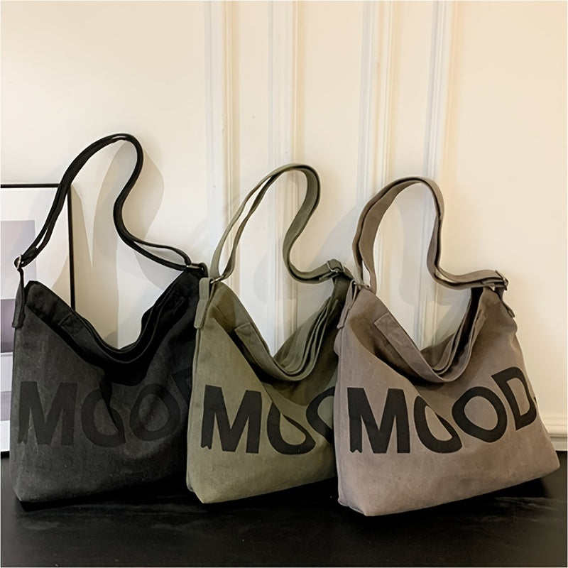 Large-capacity Ins Korean Student Letter Canvas Tote Bag, Simple And Versatile One-shoulder Crossbody