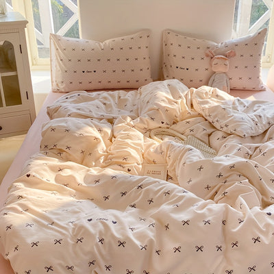 [Soft Duvet Cover] 3pcs Korean-Style Reversible Duvet Cover Set | 1 Duvet Cover + 2 Pillowcases, Soft, Breathable, Charmingly Minimalistic, Comfortable, AA Side Design, Suitable As Gifts for Valentine's Day, Thanksgiving, Mot