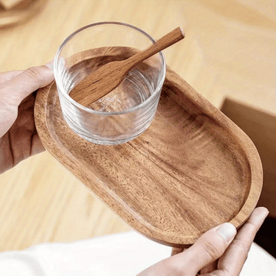 Japanese-Inspired LDQ Elegant Wooden Serving Tray - Space-Saving Design for Food & Drink Service - Perfect for Home Decor and Kitchen Accessories