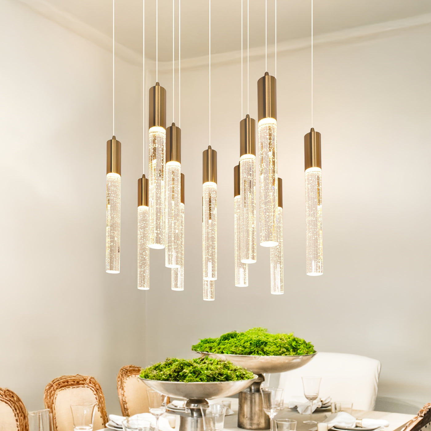Modern Chandelier, 118" Long LED Crystal Chandeliers, Flush Mount Ceilings Pendant Light Fixtures, Staircase Chandeliers For High Ceilings, Farmhouse For Foyer