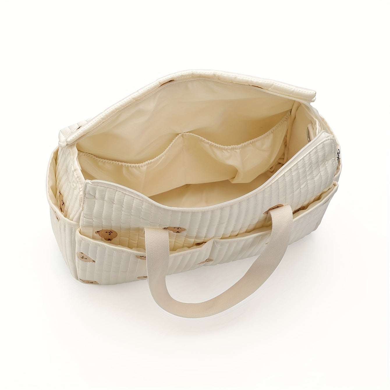 Large Capacity Handheld Parent Bag for Mothers with Baby Bottles and Diapers, Korean Version Embroidered Bear Maternity Bag