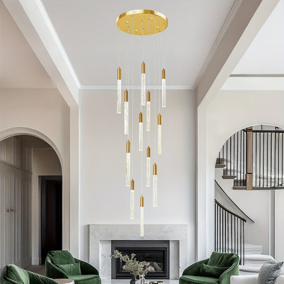 Modern Chandelier, 118" Long LED Crystal Chandeliers, Flush Mount Ceilings Pendant Light Fixtures, Staircase Chandeliers For High Ceilings, Farmhouse For Foyer