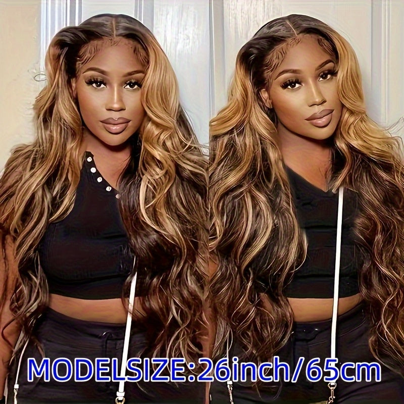 Piano Brown Long Wavy Front Lace Wig