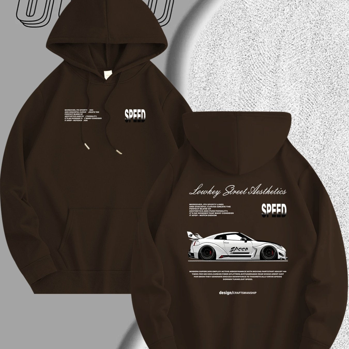 Men's Light Blue Racing Car Graphic Hooded Sweatshirt - Casual Long Sleeve Pullover with Speed & Speed Limit Print, Soft Hood, Machine Washable, Automotive Enthusiast Apparel