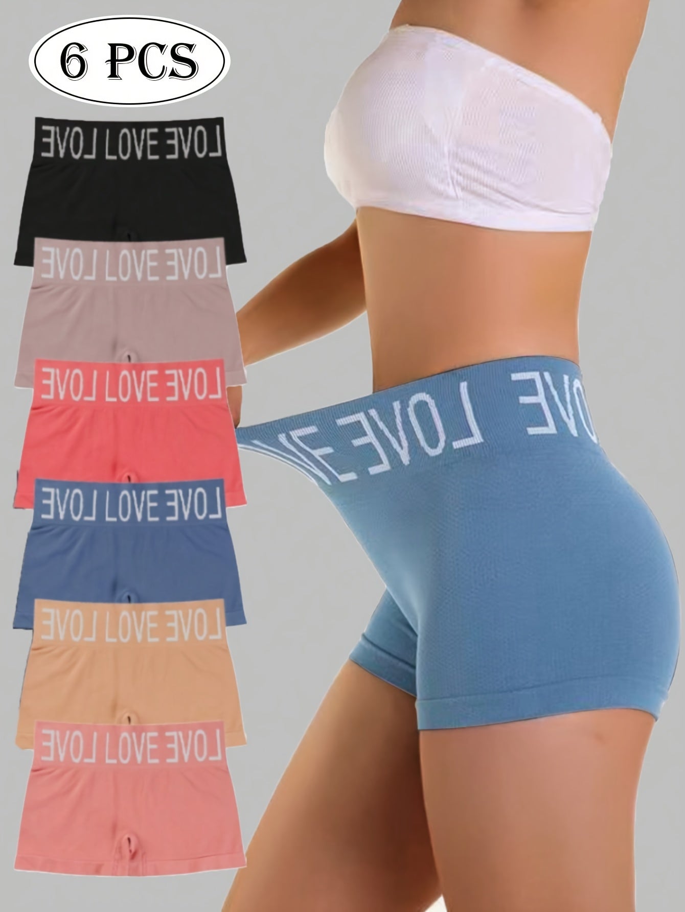 [6pcs] Letter Print Seamless Boyshorts