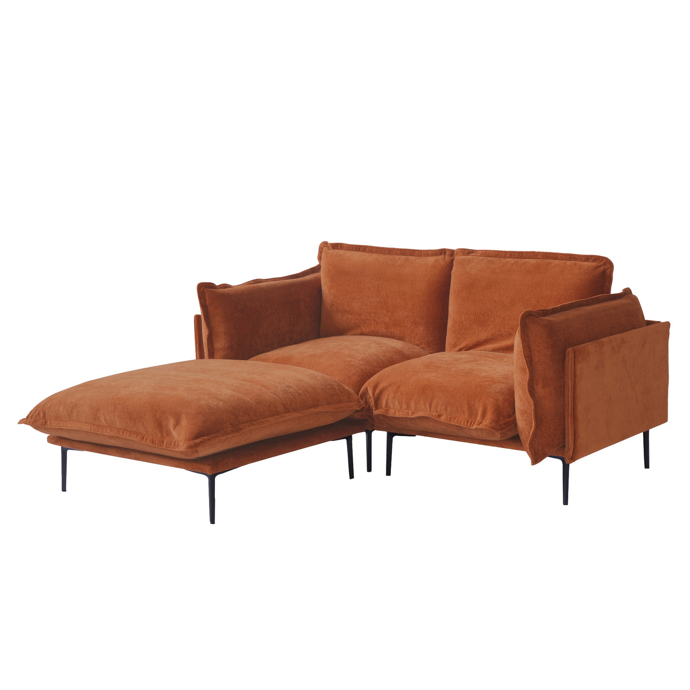 74" Modern Modular Sectional Sofa with Ottoman - Brown Chenille Fabric Cloud Couch, High-Density Foam Cushions & 7.87" Raised Legs, Space-Saving Design for Small Spaces, Easy Assembly, Pet-Friendly & Vacuum-Compatible, Hardwo
