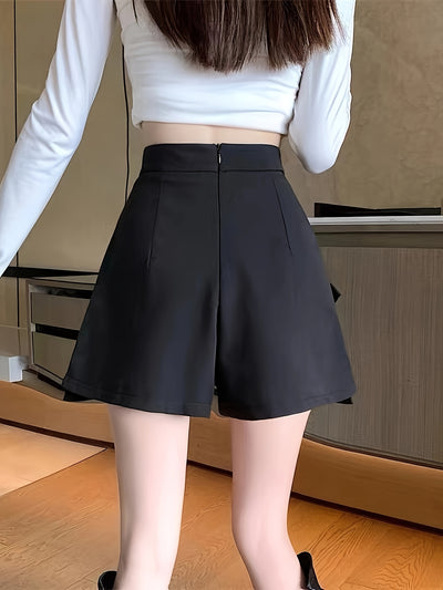 Women's Fashion Skirt with Bowknot Detail, Polyester, Korean Style, Solid Color, All-Season, Woven Fabric, Series Line