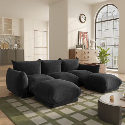 U-Shaped Sectional Sofa, Chenille Minimalist Modular Sofas Couches, 5-Seater Sectionals Couch With Wide Reversible Chaise Ottoman For Living Room Bedroom Office Apartment