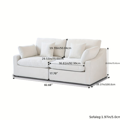 Modern Black Linen Sectional Sofa with Adjustable Backrest Pillows & Slope Armrests - 83-Inch Compact L-Shaped 2-Seater, Plush Cushions, Breathable Fabric, Frame - Ideal for Small Spaces, Apartments, Living Rooms - Sofa Bed C