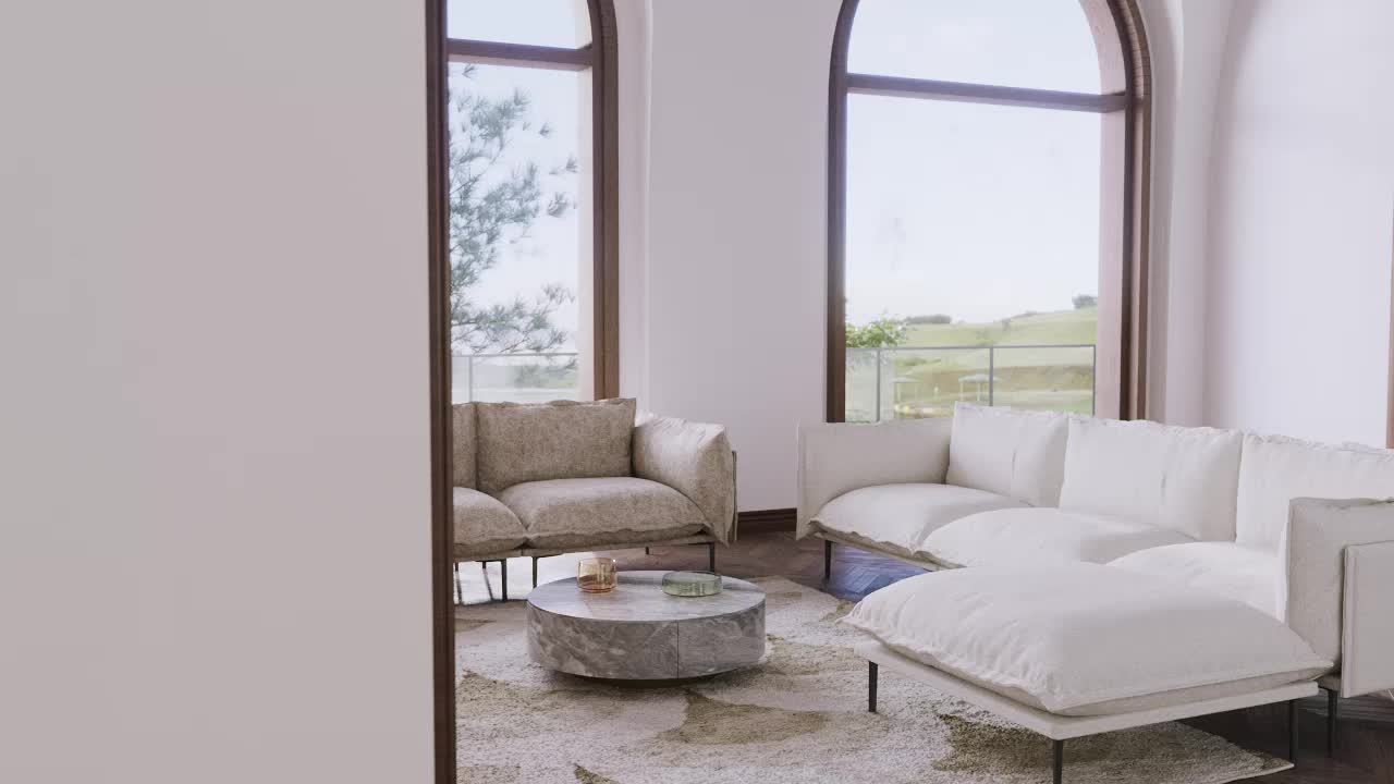 Modern Minimalist Upholstered Couches, U Shape Cloud Modular Sectional Sofa with 2 Ottoman, Comfort Deep Seat U Shaped Couch for Living Room