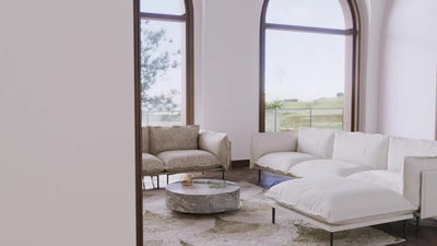 Modern Minimalist Upholstered Couches, U Shape Cloud Modular Sectional Sofa with 2 Ottoman, Comfort Deep Seat U Shaped Couch for Living Room