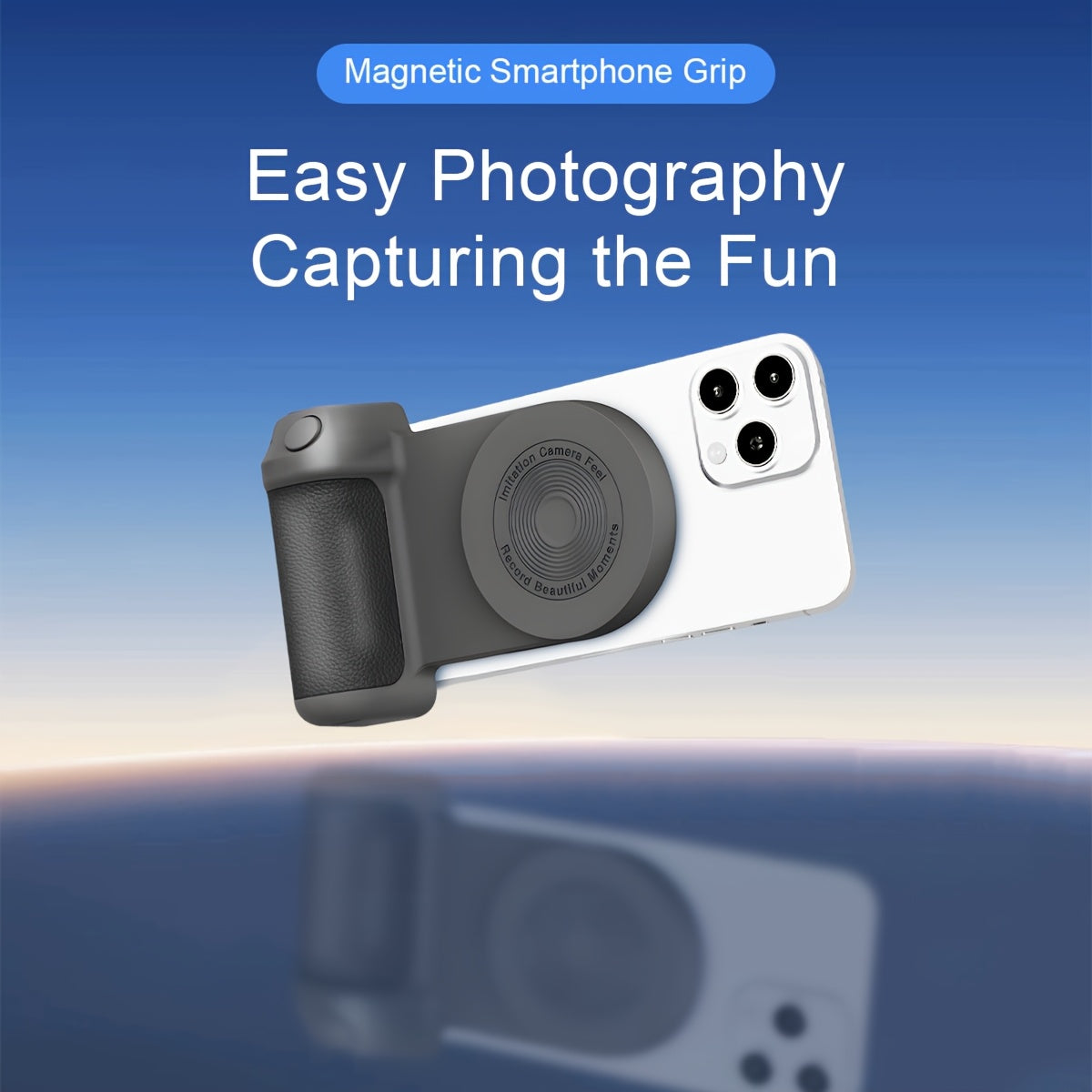 Magnetic Phone Camera Grip Holder, Portable Self Camera Handle, Ergonomic Design, Suitable for iPhone for samsung Android Phones to Vlog Photo and Video Shooting