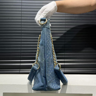 Ladies' Fashionable Inlaid Elegant Handbag, Floral Pattern Street Style Y2K Spicy Printed Shoulder Bag, Suitable for Work, Commuting, Dating, Parties, Gradient Diamond Decoration Shoulder Bag