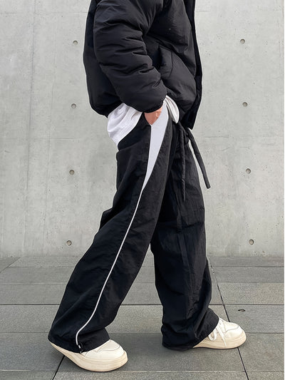 Y2K Korean Casual Parachute Pants, Wide-Leg Joggers, Long Trousers for Women, Oriented Style.