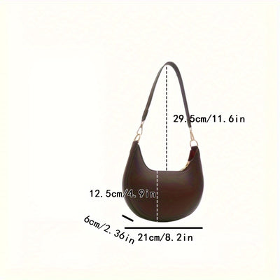 1pc Women'S Luxury Crescent Crossbody Bag with Detachable Adjustable Strap, Magnetic Closure & Golden Hardware - Stylish Shoulder Bag for Casual or Formal Occasions (Coffee Brown/White/Red/Black), Evening Accessory, Polyester