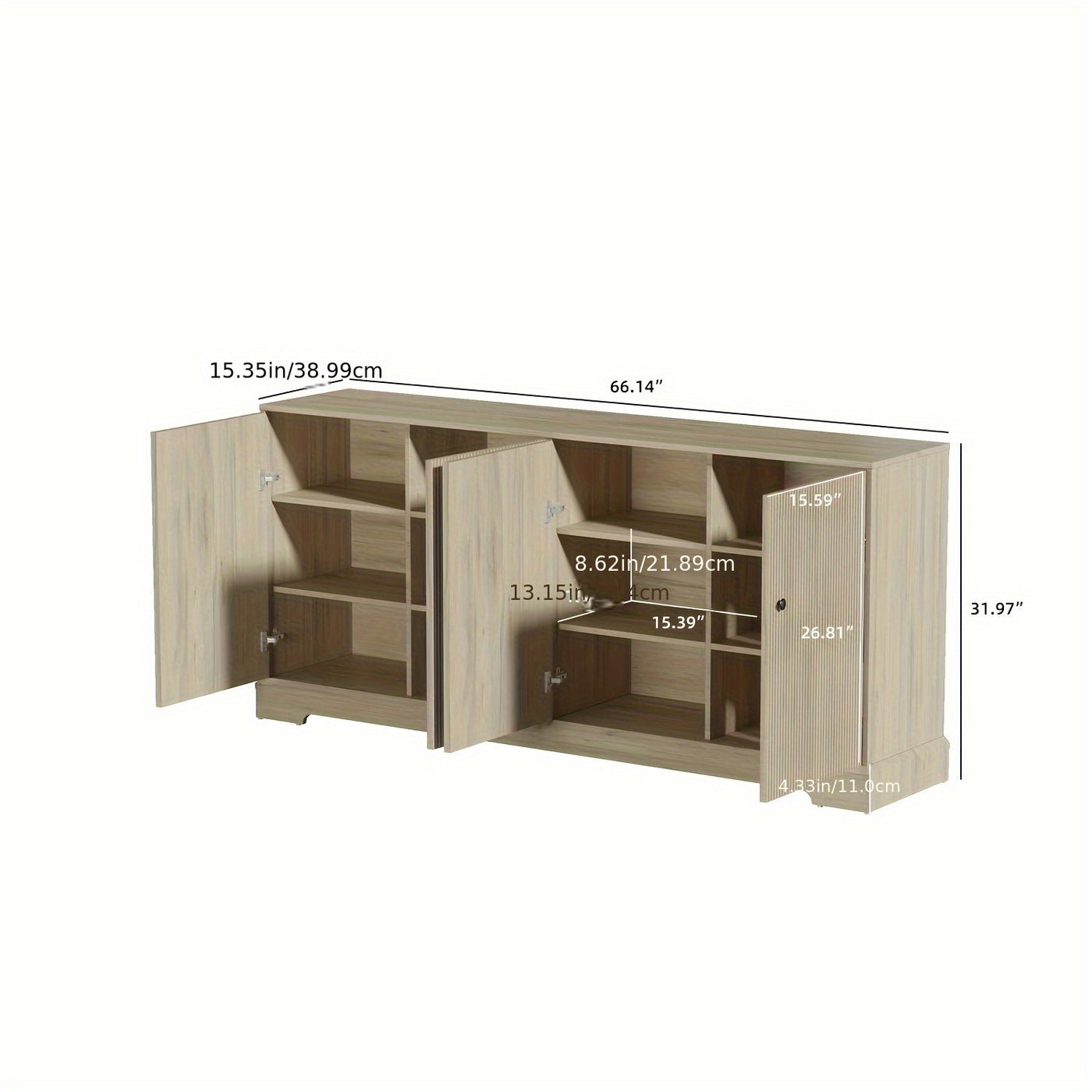 69'' TV Stand with 2 Cabinets for 55-65 Inch TV, Modern TV Console Entertainment Center with Solid Wood Feet, Media Console for Living Room, Bedroom, Black