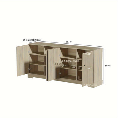 69'' TV Stand with 2 Cabinets for 55-65 Inch TV, Modern TV Console Entertainment Center with Solid Wood Feet, Media Console for Living Room, Bedroom, Black