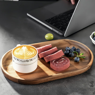 Japanese-Inspired LDQ Elegant Wooden Serving Tray - Space-Saving Design for Food & Drink Service - Perfect for Home Decor and Kitchen Accessories