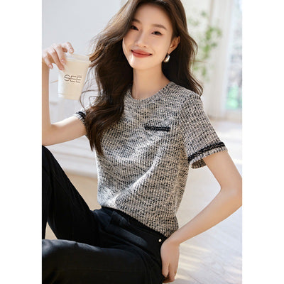 Ribbon Patchwork Easy Matching Easy To Wear Bottoming Top
