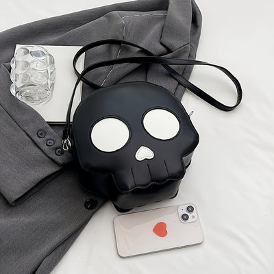 Cross body bag Korean version niche trend funny ghost skull cross body shoulder bag soft PU mobile phone small body bag Halloween Gothic dark cross body bag carry small bag zero wallet mobile phone bag