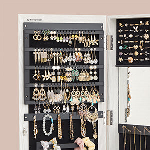360 ° Rotatable jewelry storage Lockable Jewelry Cabinet Mirror Cabinet with Full Body Mirror