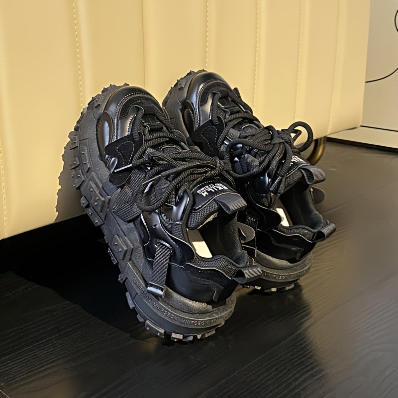 Women's Fashion Sneakers, Autumn Casual Running Shoes with Thick Sole, Unique Design, Breathable Fabric Lining, PVC Outsole