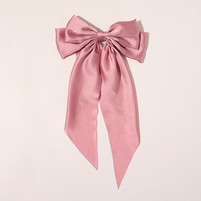 Korean Style Fashion Large Red Bow Knot Fabric Hair Clip Women Long Ribbon Butterfly Hair Clip