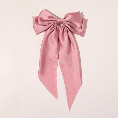Korean Style Fashion Large Red Bow Knot Fabric Hair Clip Women Long Ribbon Butterfly Hair Clip