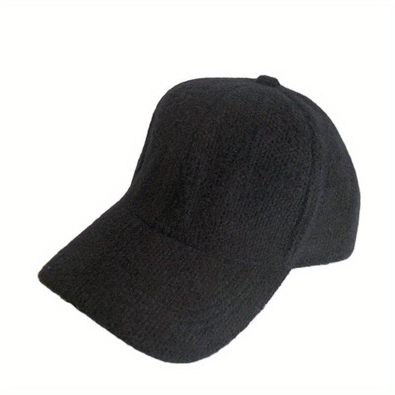 1pc Warm and Cozy Womens Autumn Winter Rabbit Fur Peaked Cap - Soft, Cute, Korean Fashion Baseball Style - White and Black Color Options