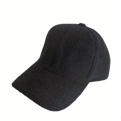 1pc Warm and Cozy Womens Autumn Winter Rabbit Fur Peaked Cap - Soft, Cute, Korean Fashion Baseball Style - White and Black Color Options