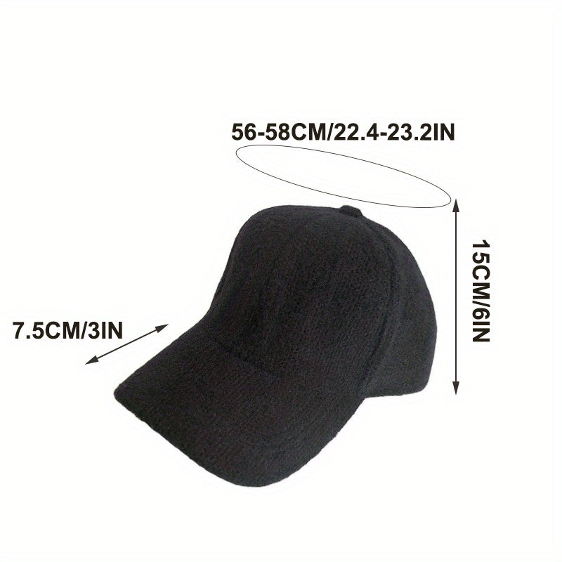 1pc Warm and Cozy Womens Autumn Winter Rabbit Fur Peaked Cap - Soft, Cute, Korean Fashion Baseball Style - White and Black Color Options