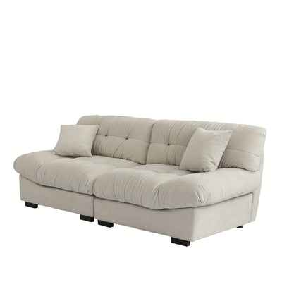 89" Comfy Cloud Sectional Couches, Loveseat Sofa Couch With 2 Pillows, Minimalist Sofa Couch, Modern Sofa Couch For Living Room, Apartment, Bedroom, Office