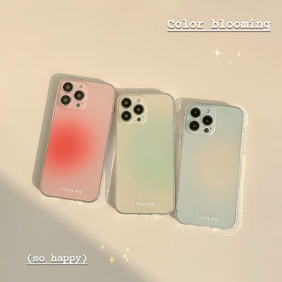 ins Korean and Japanese three-color gradient painted transparent mobile phone case suitable for Apple 14/13/12/11/X series